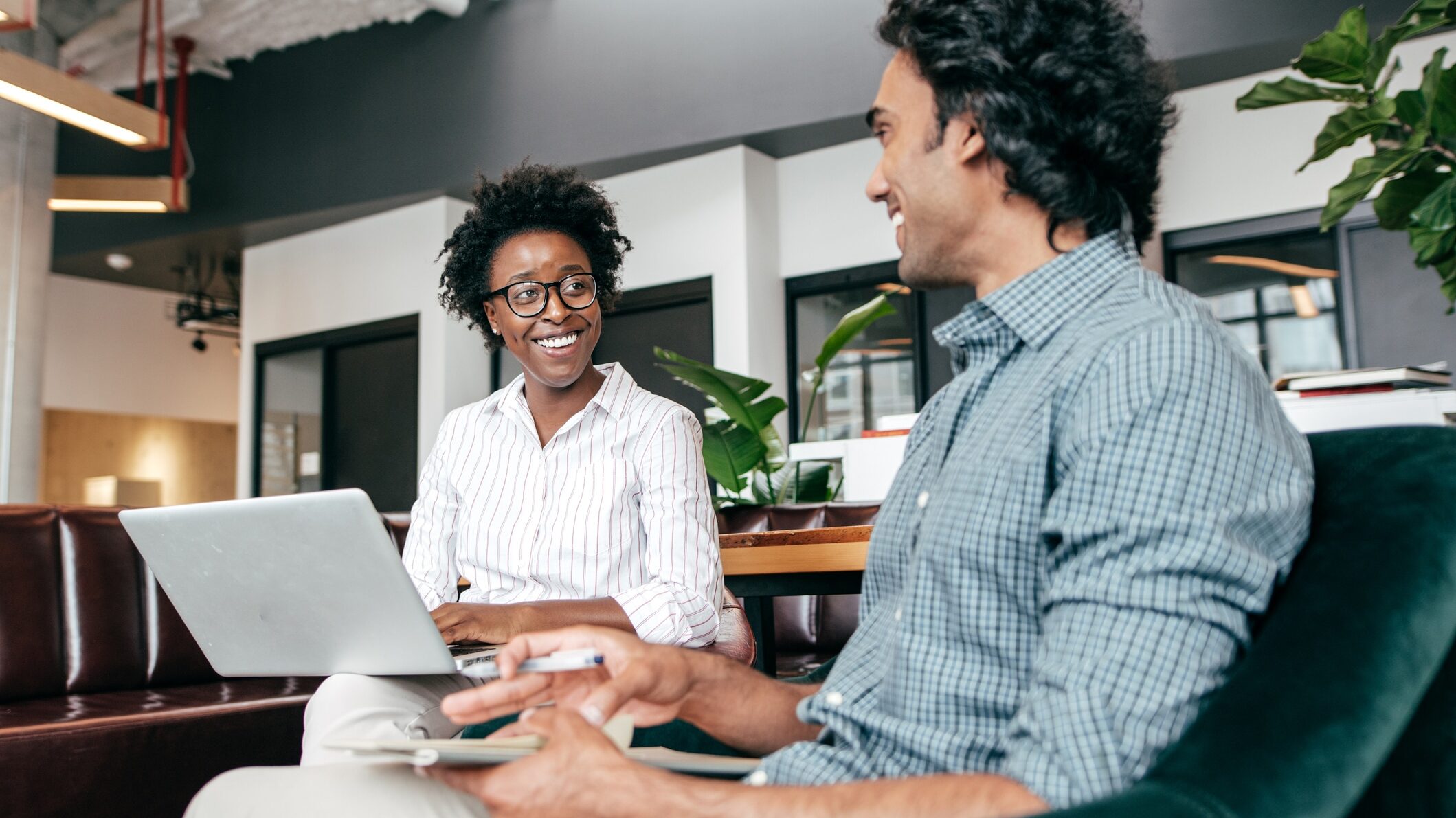 Female and male entrepreneurs at work