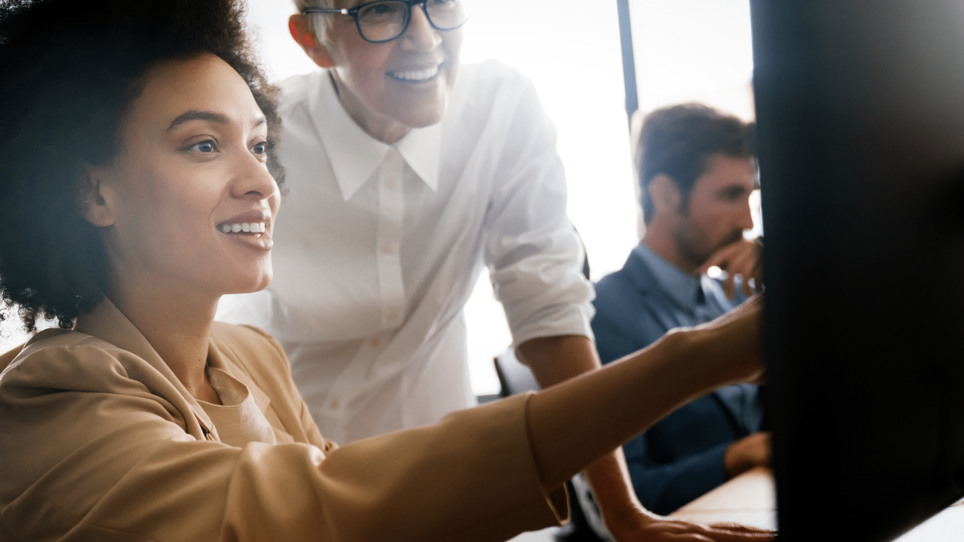 Woman working with a coach on leadership coaching skills and capabilities